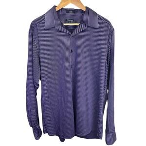 Claiborne Mens Slim Fit Cotton Purple‎ Pinstriped Button-Down Dress Shirt